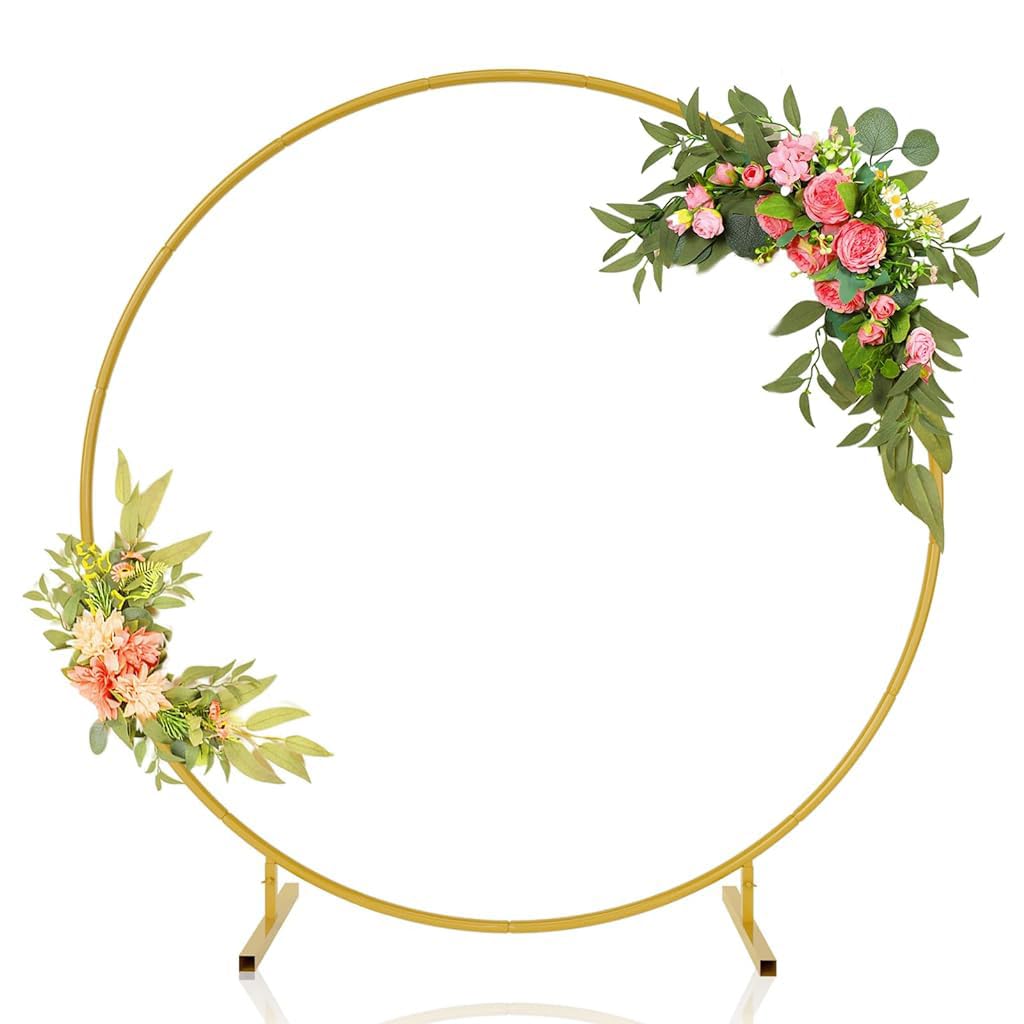 HASTHIP Round Balloon Arch Stand - Decoration Backdrop Stand, 6.56ft Diameter Arch Balloon Stand Assembly Balloon Arch Stand for Wedding, Birthday Party, Baby Shower Decoration (Gold) HASTHIP Round Balloon Arch Stand - Decoration Backdrop Stand, 6.56ft Diameter Arch Balloon Stand Assembly Balloon Arch Stand for Wedding, Birthday Party, Baby Shower Decoration (Gold)